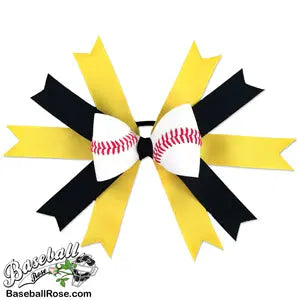 Baseball Hair Bow - Yellow Black