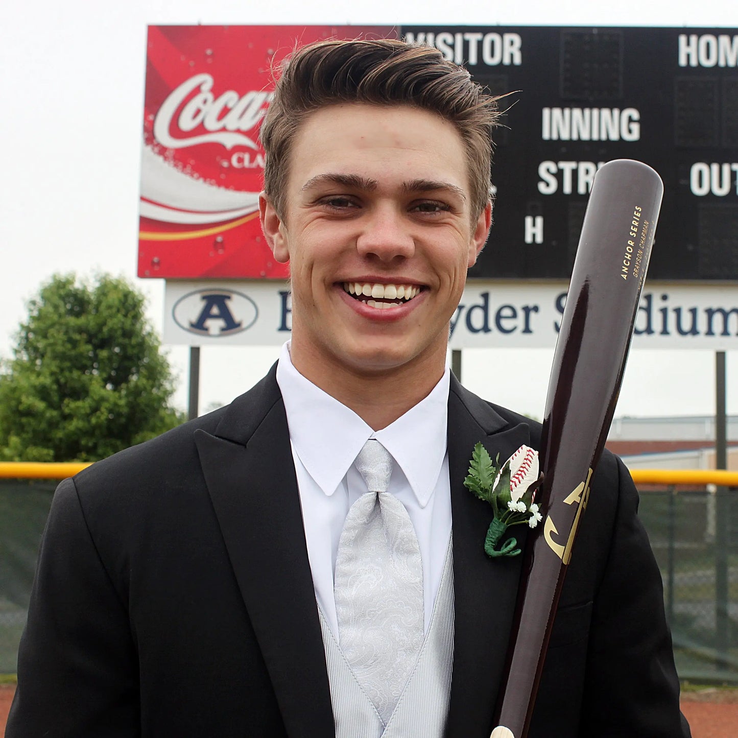 Baseball Rose Boutonniere with Gift Box Arrangement Sports Roses  