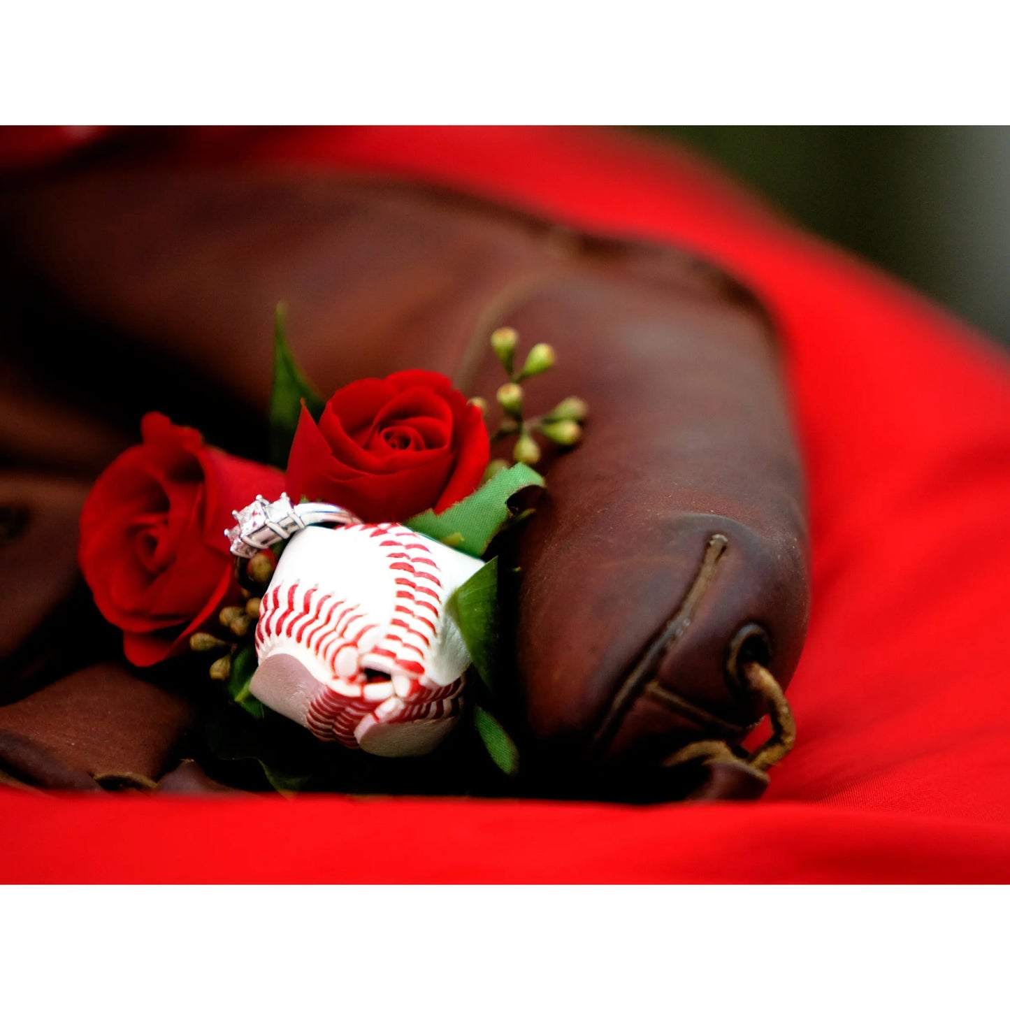 Baseball Rose Boutonniere with Gift Box Arrangement Sports Roses  