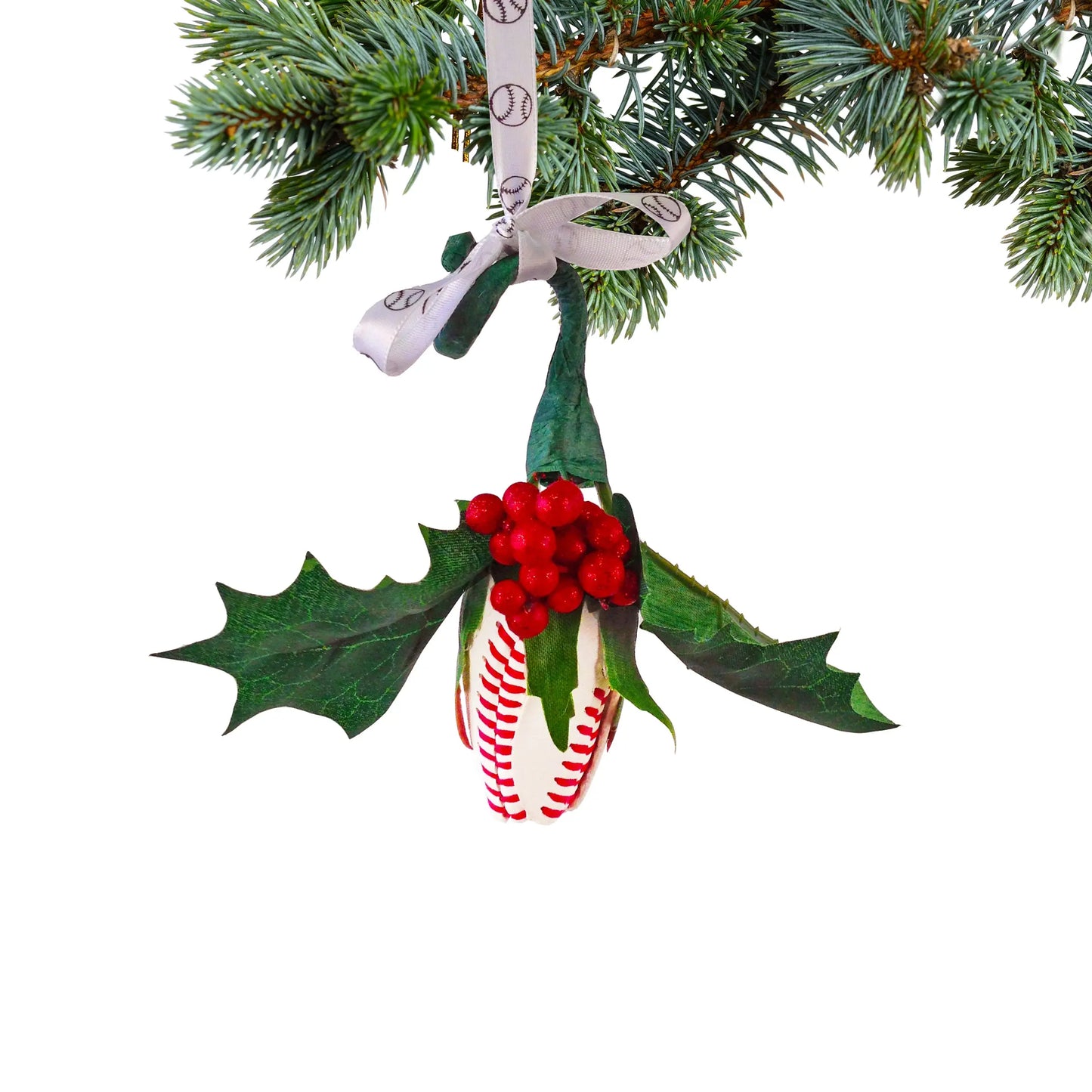 Baseball Rose Christmas Ornament with Gift Box Sports Roses