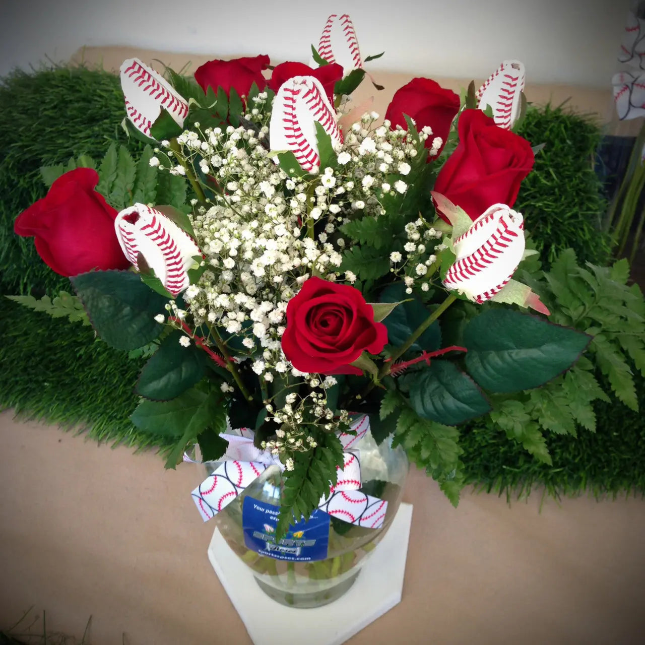 Baseball Rose Grand Slam Bouquet (12 Roses) Sports Roses