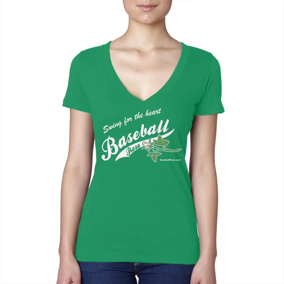 Baseball Rose V-Neck Shirt Sports Roses  