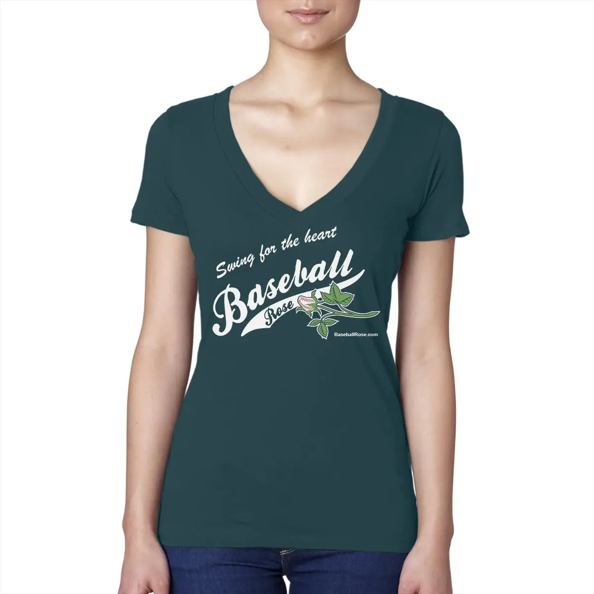 Baseball Rose V-Neck Shirt Sports Roses