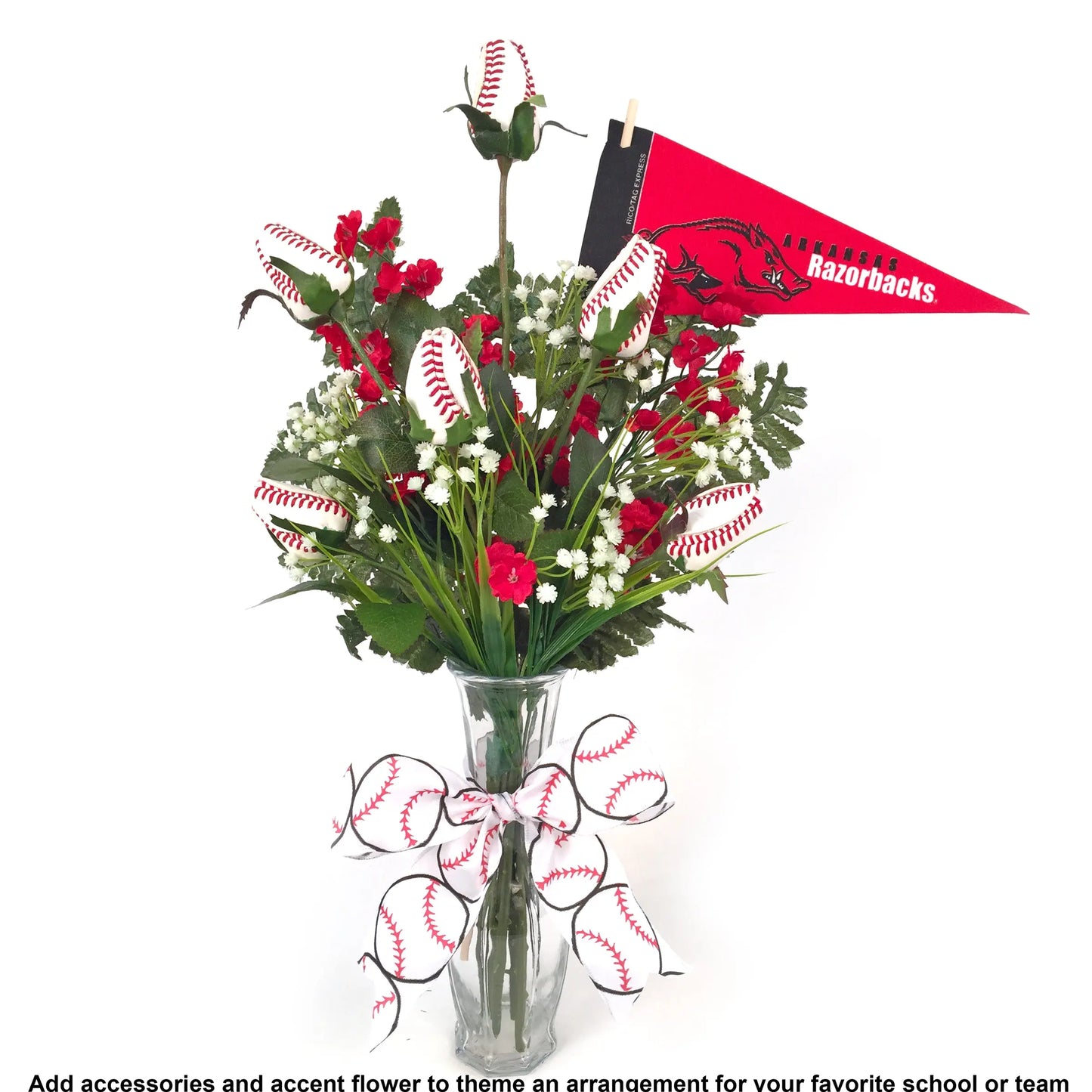 Baseball Rose Vase Arrangement Sports Roses