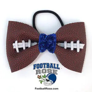 Basic Football Hair Bow - Blue Sparkle