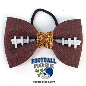 Basic Football Hair Bow - Gold Sparkle