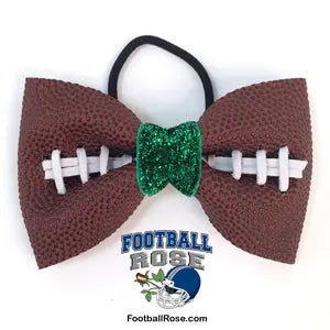 Basic Football Hair Bow - Green Sparkle