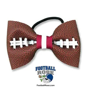 Basic Football Hair Bow - Maroon and White