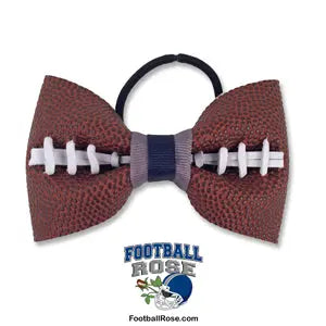 Basic Football Hair Bow - Navy Blue and Silver