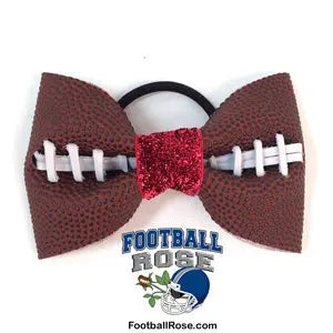 Basic Football Hair Bow - Red Sparkle