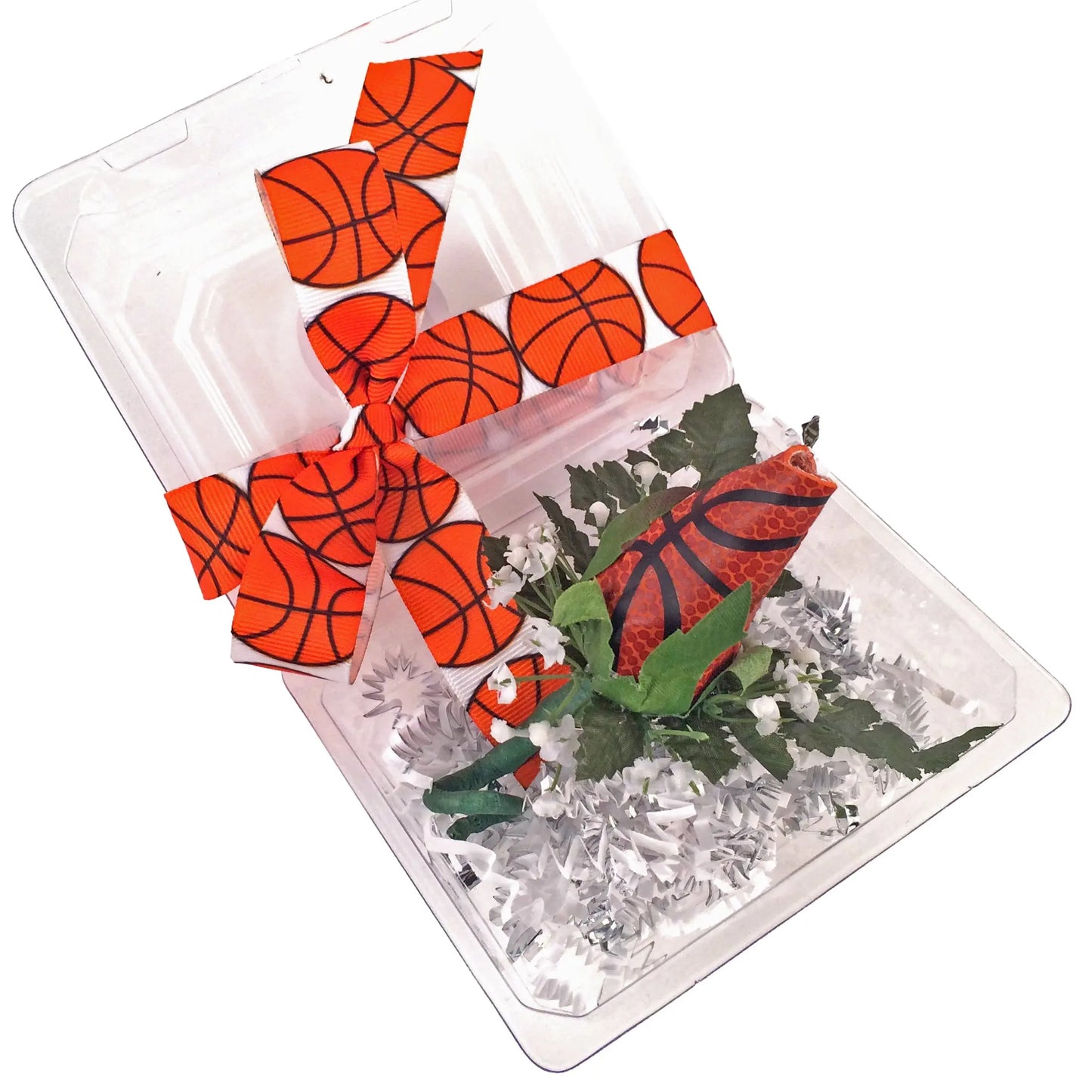 Basketball Rose Boutonniere with Gift Box Arrangement Sports Roses