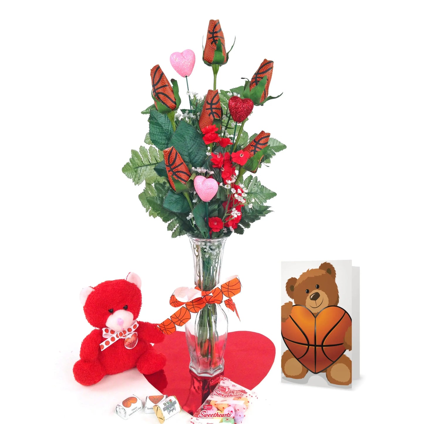 Basketball Rose Valentine's Day Vase Arrangement Sports Roses