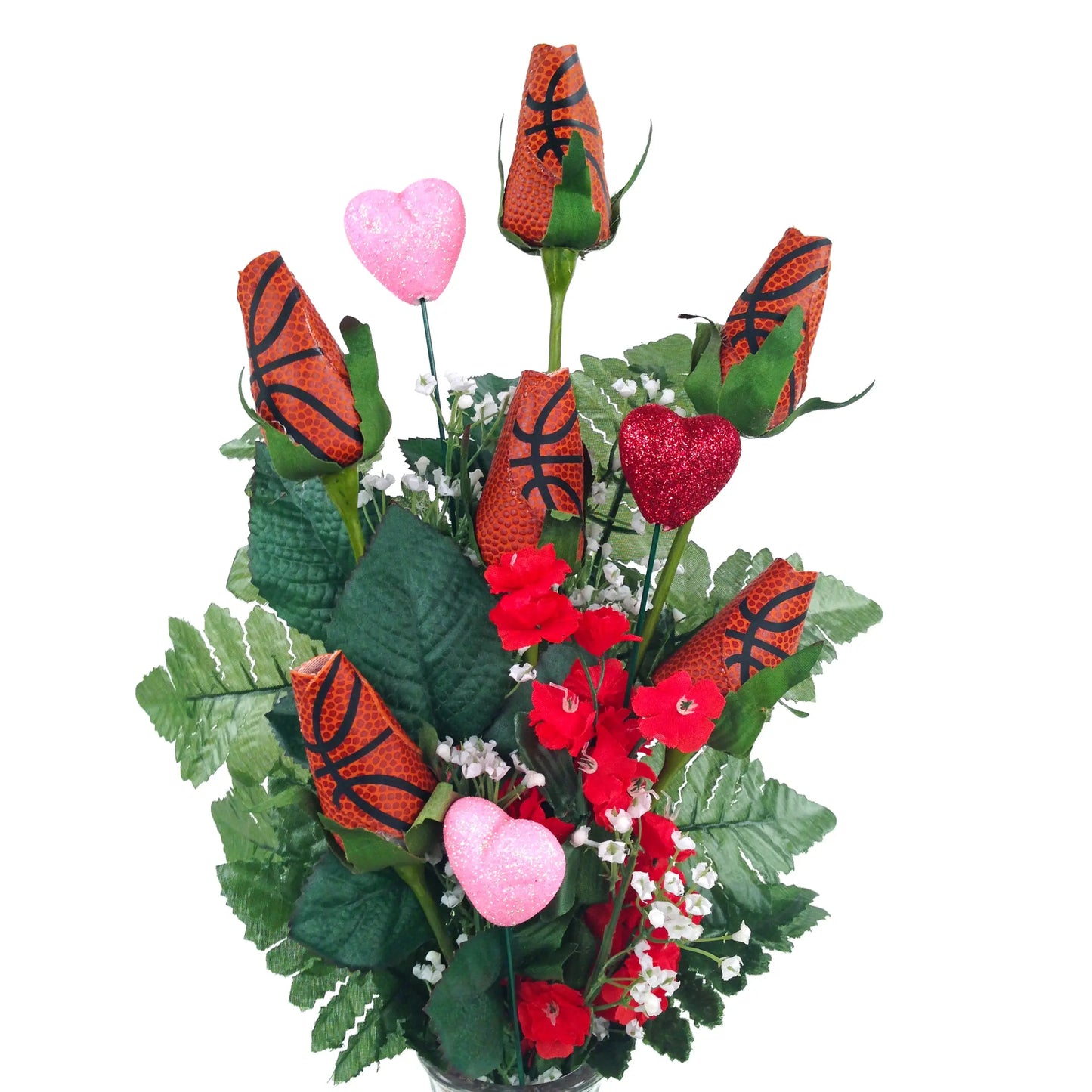Basketball Rose Valentine's Day Vase Arrangement Sports Roses