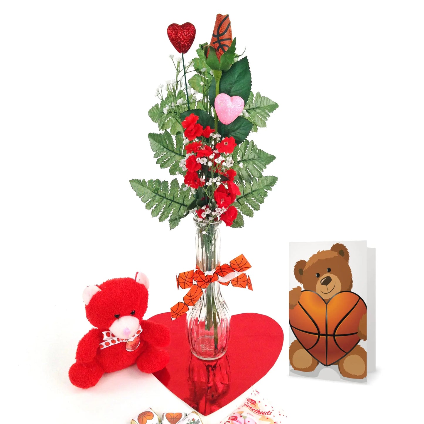 Basketball Rose Valentine's Day Vase Arrangement Sports Roses  