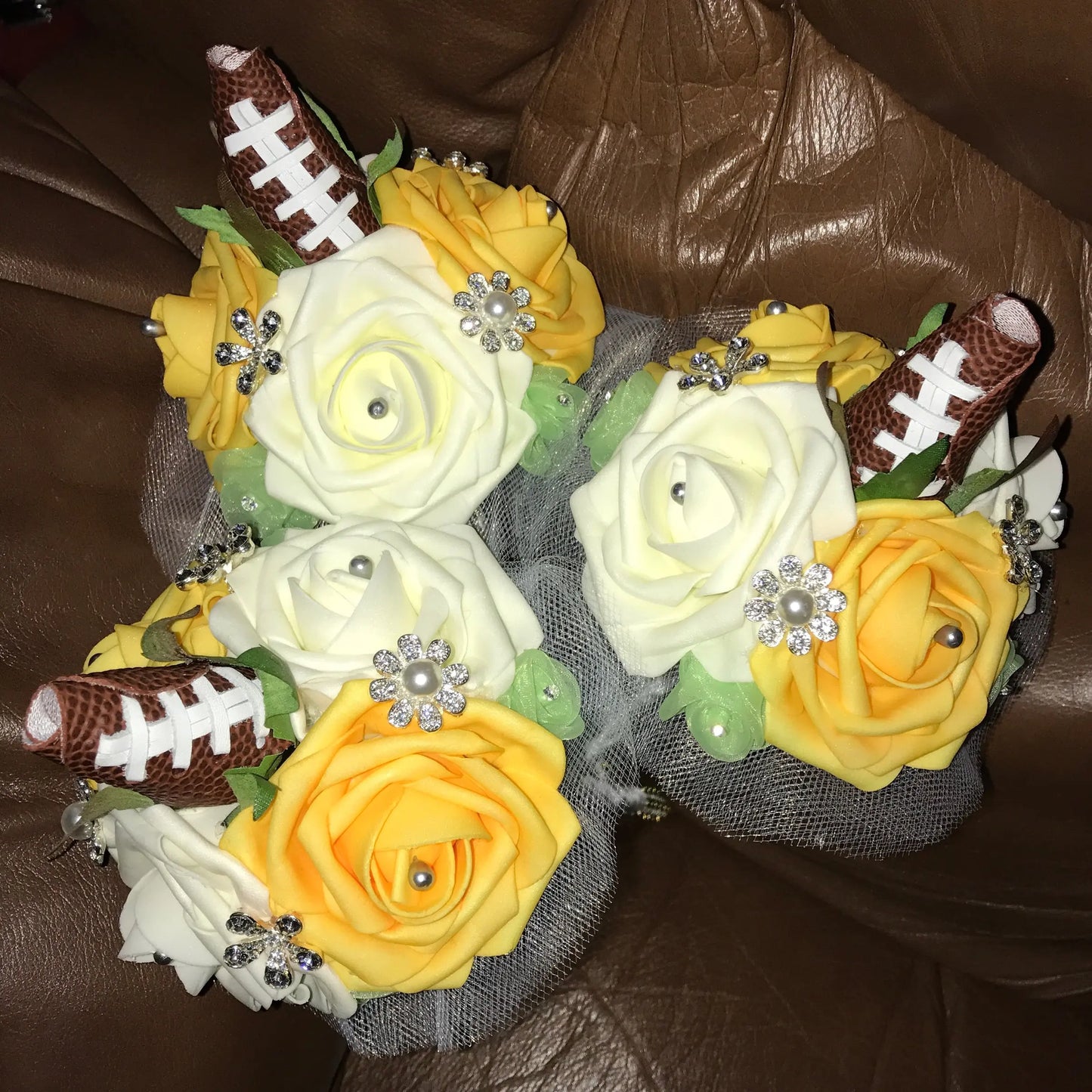 Football Rose Boutonniere with Gift Box Arrangement Sports Roses  