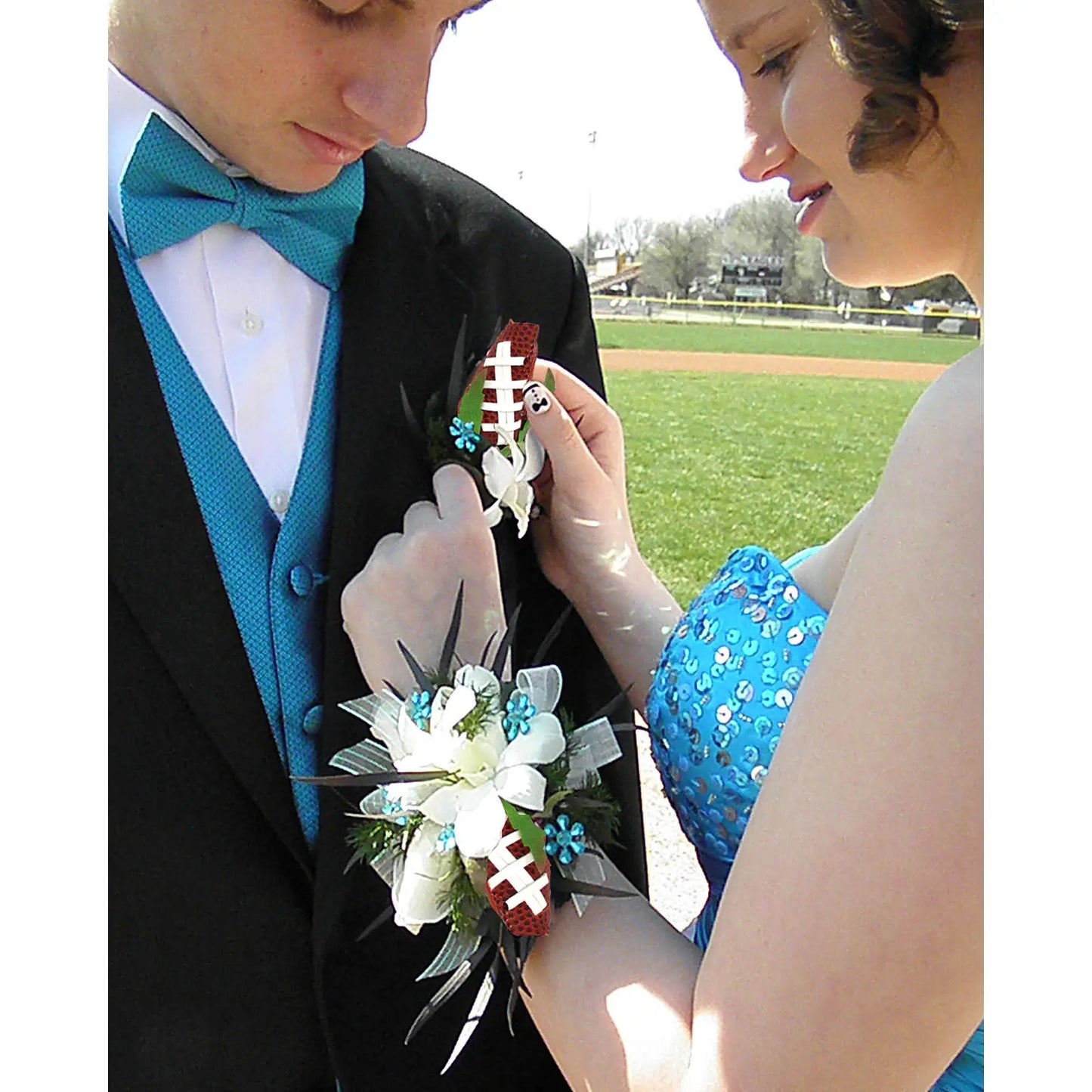 Football Rose Boutonniere with Gift Box Arrangement Sports Roses  