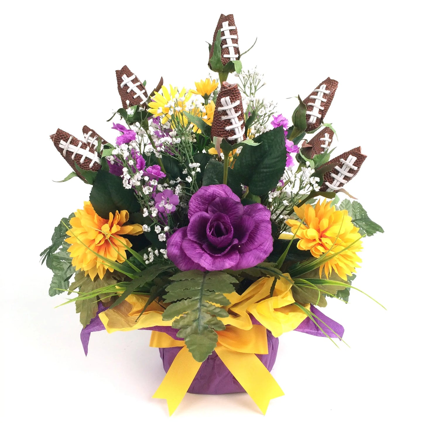 Football Rose Centerpiece Arrangement - Customize Color Theme for School or Team Sports Roses