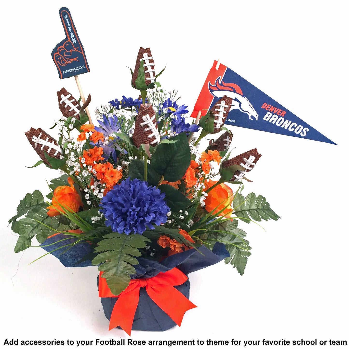 Football Rose Centerpiece Arrangement - Customize Color Theme for School or Team Sports Roses  