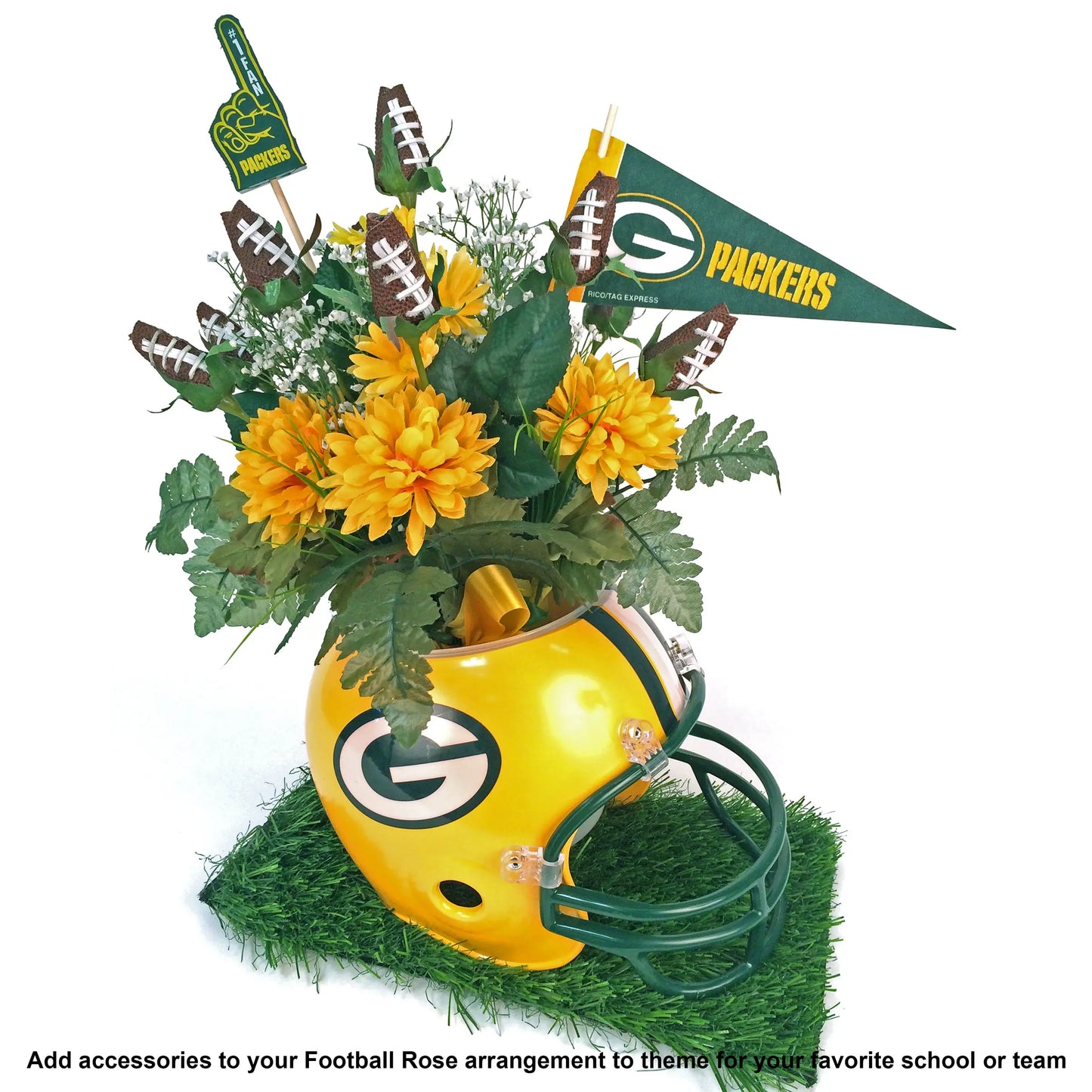 Football Rose Centerpiece Arrangement - Customize Color Theme for School or Team Sports Roses