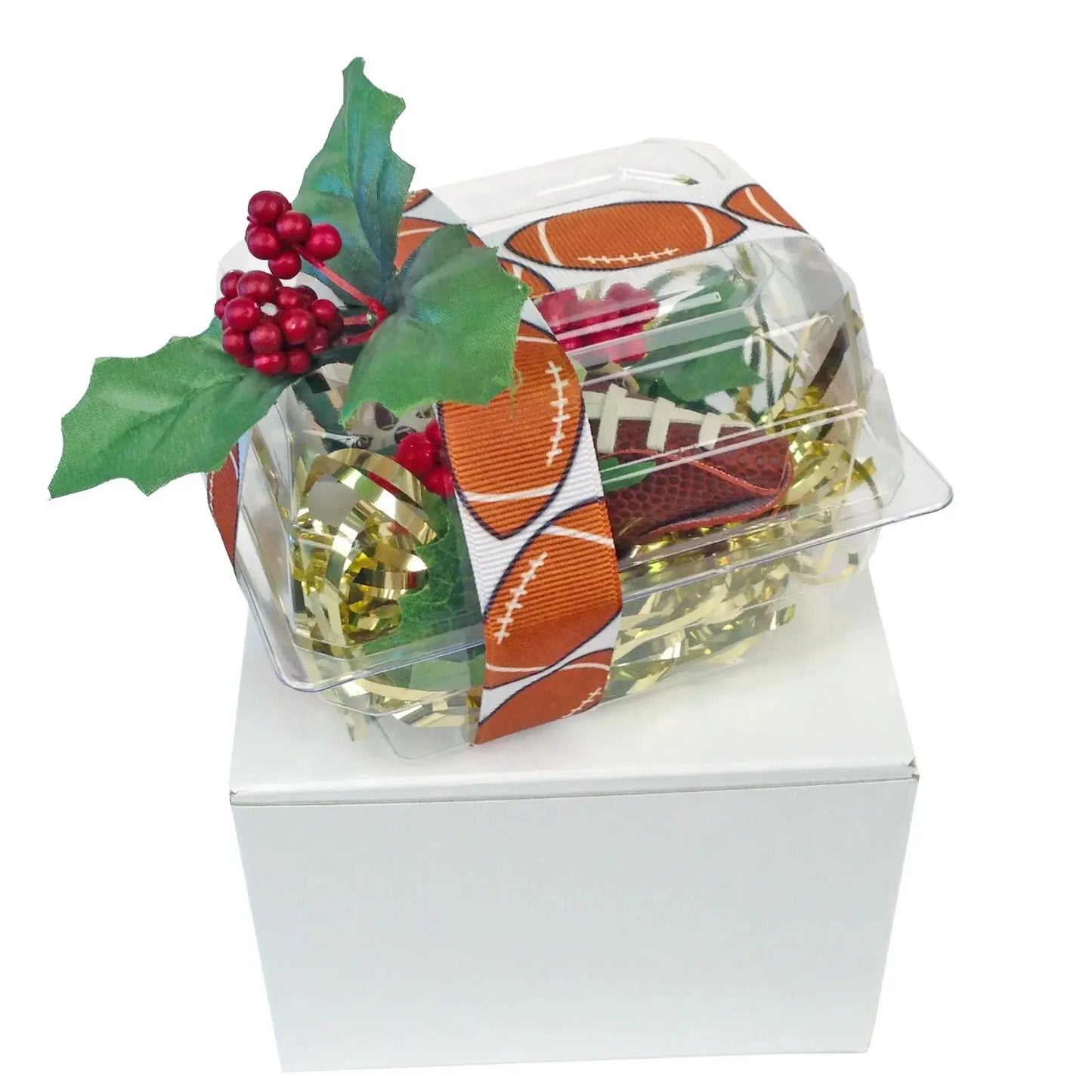 Football Rose Christmas Ornament with Gift Box Sports Roses