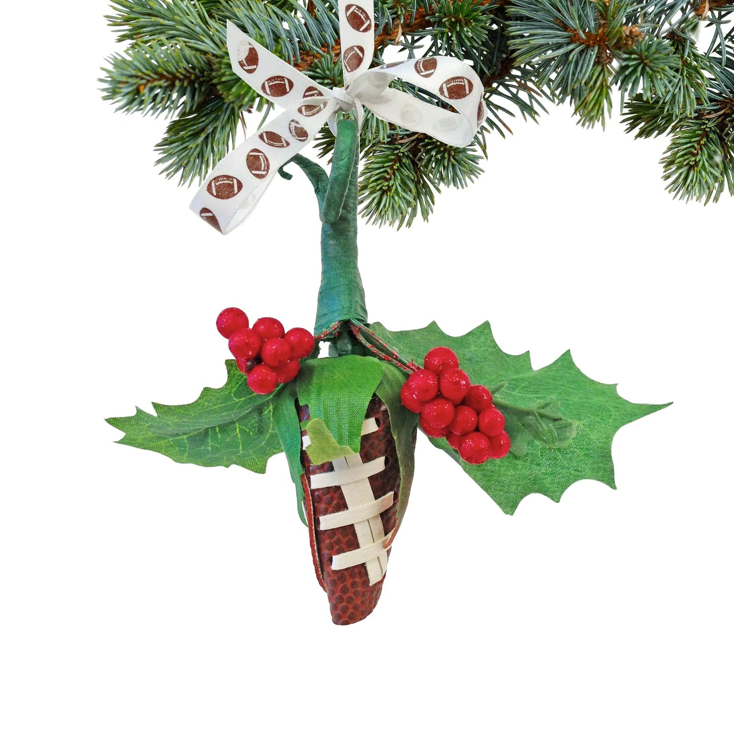 Football Rose Christmas Ornament with Gift Box Sports Roses