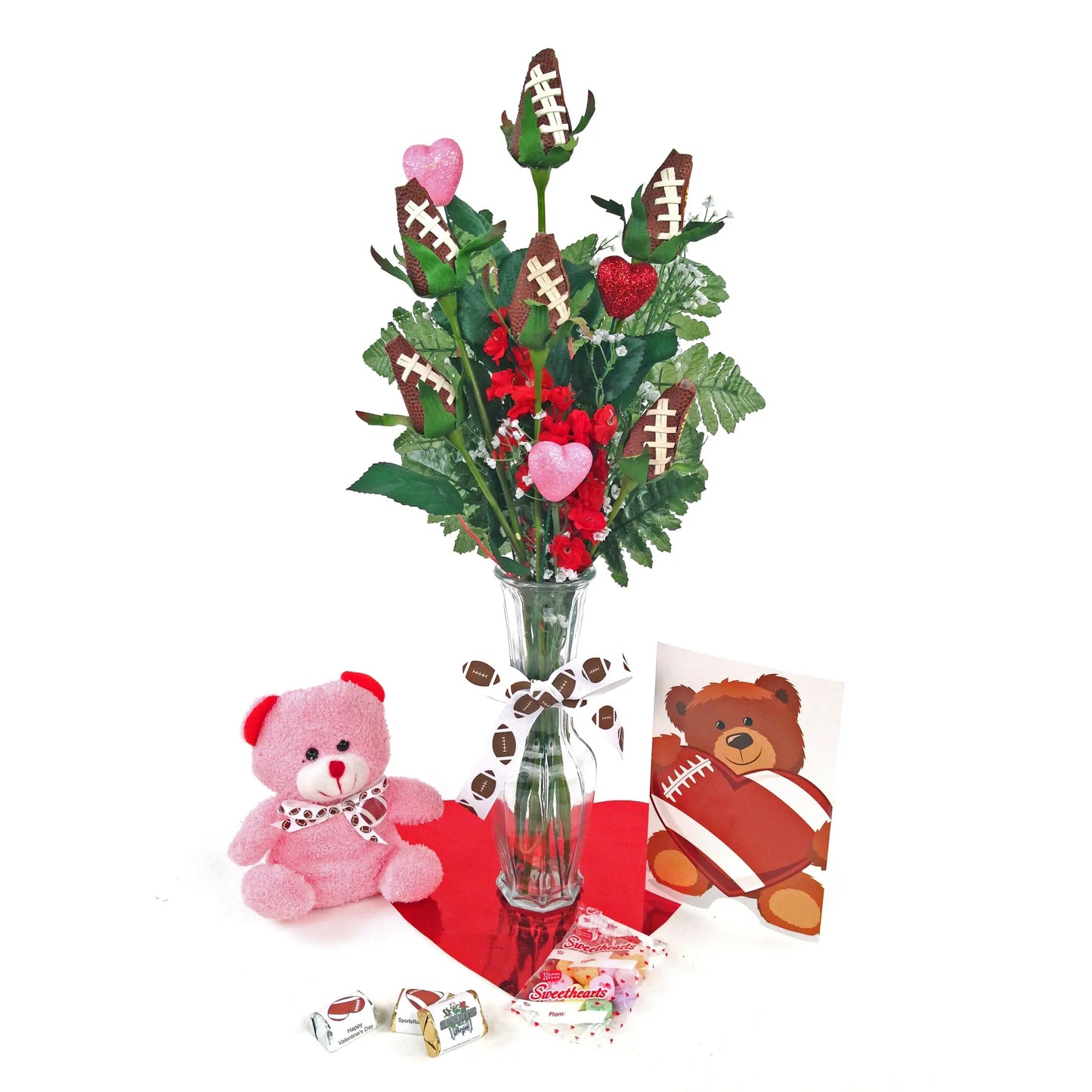 Football Rose Valentine's Day Vase Arrangement Sports Roses