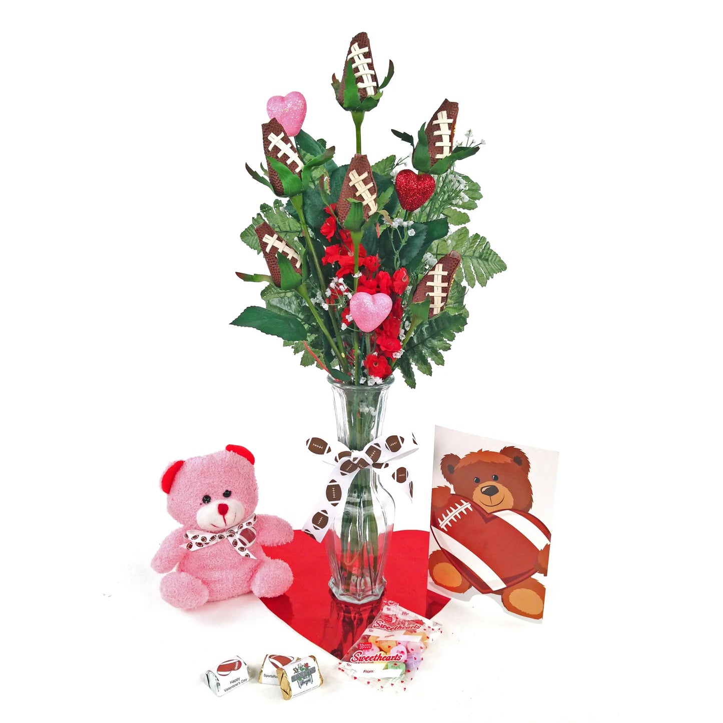 Football Rose Valentine's Day Vase Arrangement Sports Roses  