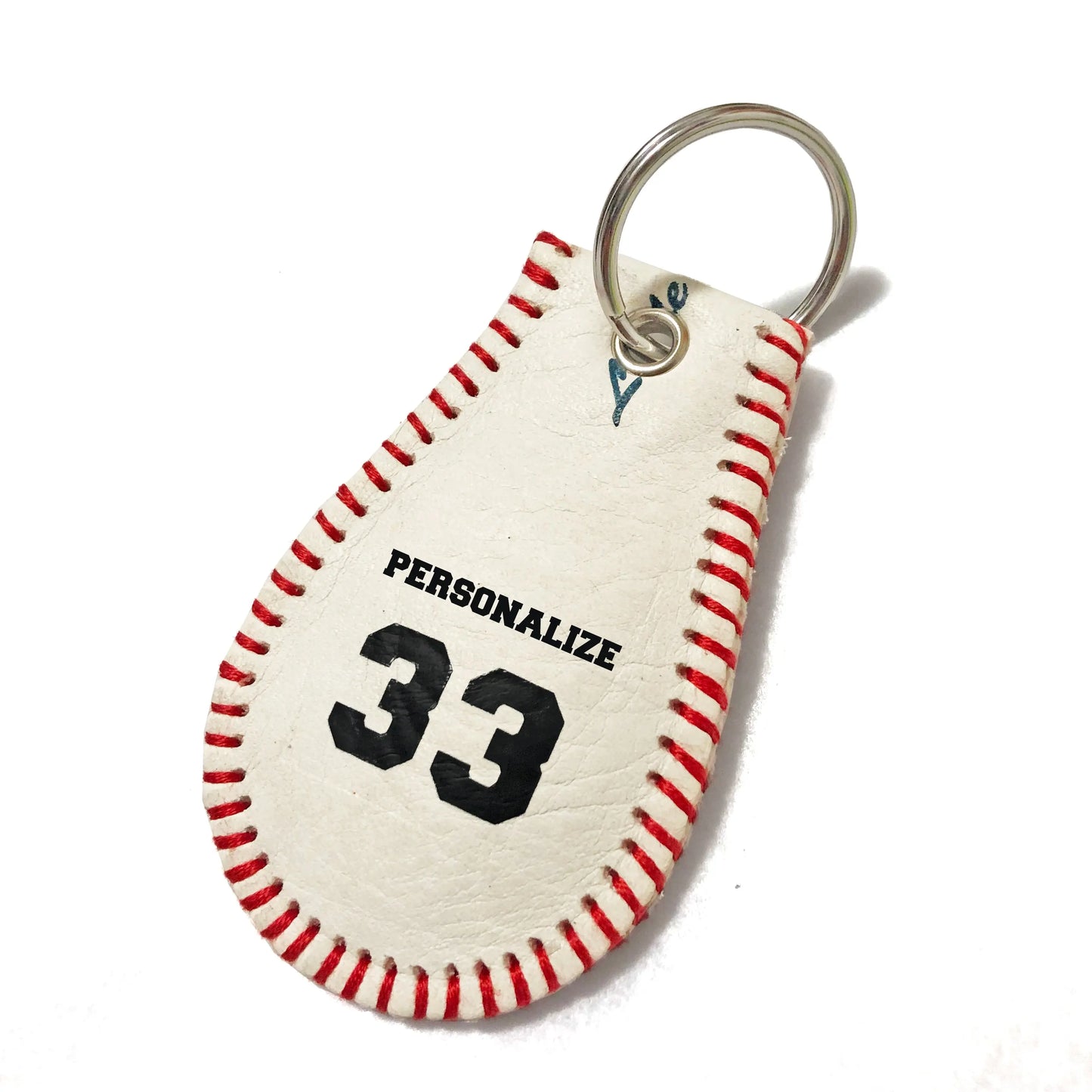 Genuine Leather Baseball Keychain Sports Roses