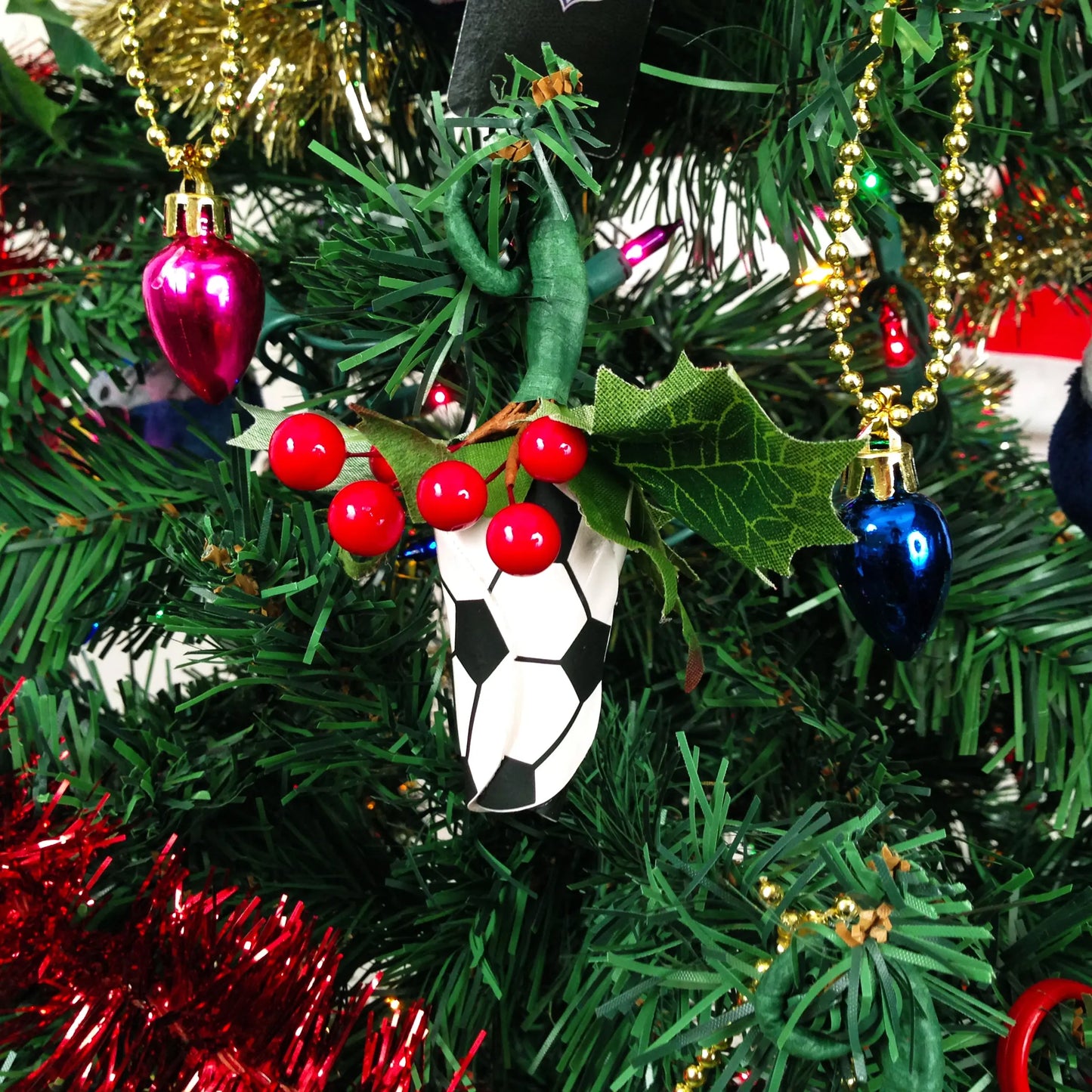 Soccer Rose Christmas Ornament with Gift Box Sports Roses