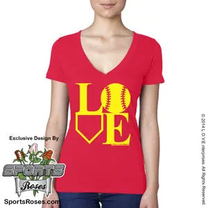 Softball LOVE V-Neck T-Shirt