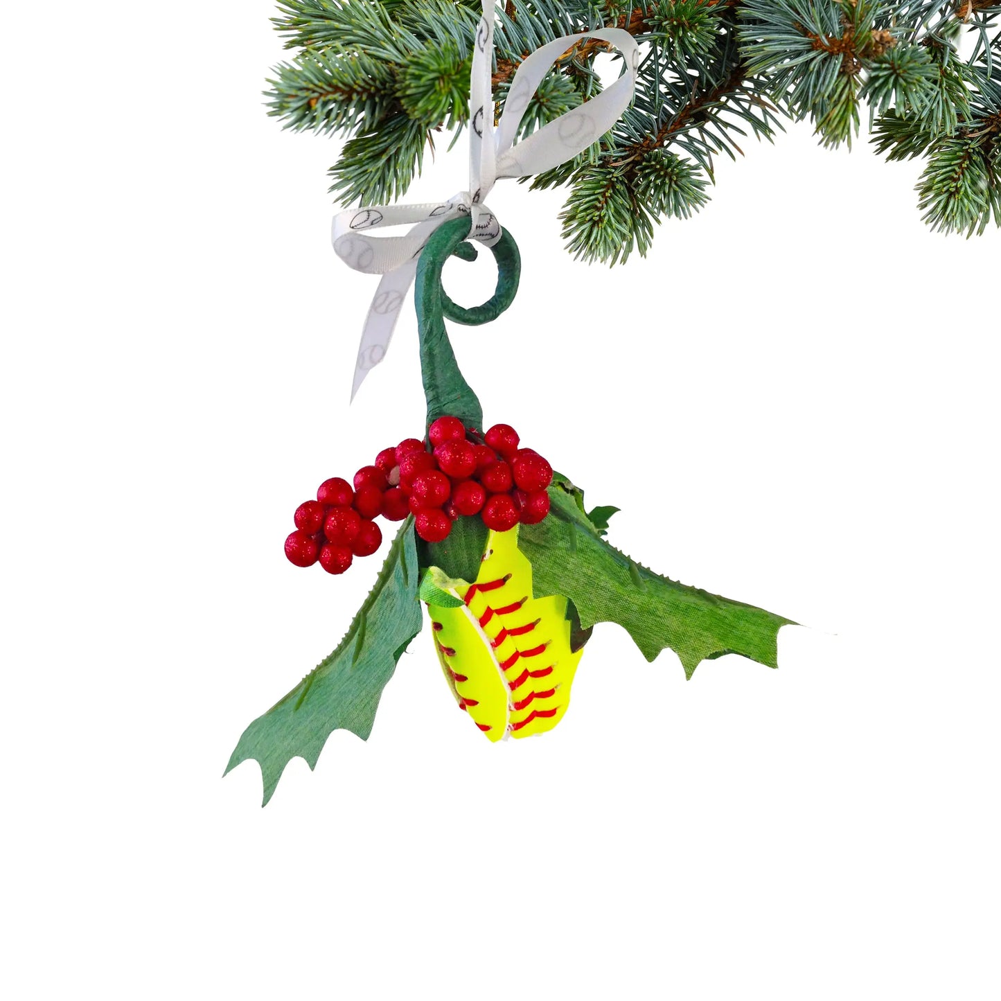 Softball Rose Christmas Ornament with Gift Box Sports Roses