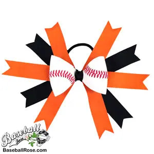 Baseball Hair Bow - Orange Black