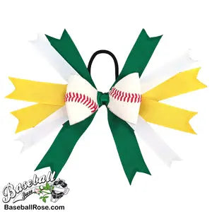 Baseball Hair Bow - Yellow Green