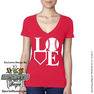 Baseball LOVE V-Neck T-Shirt