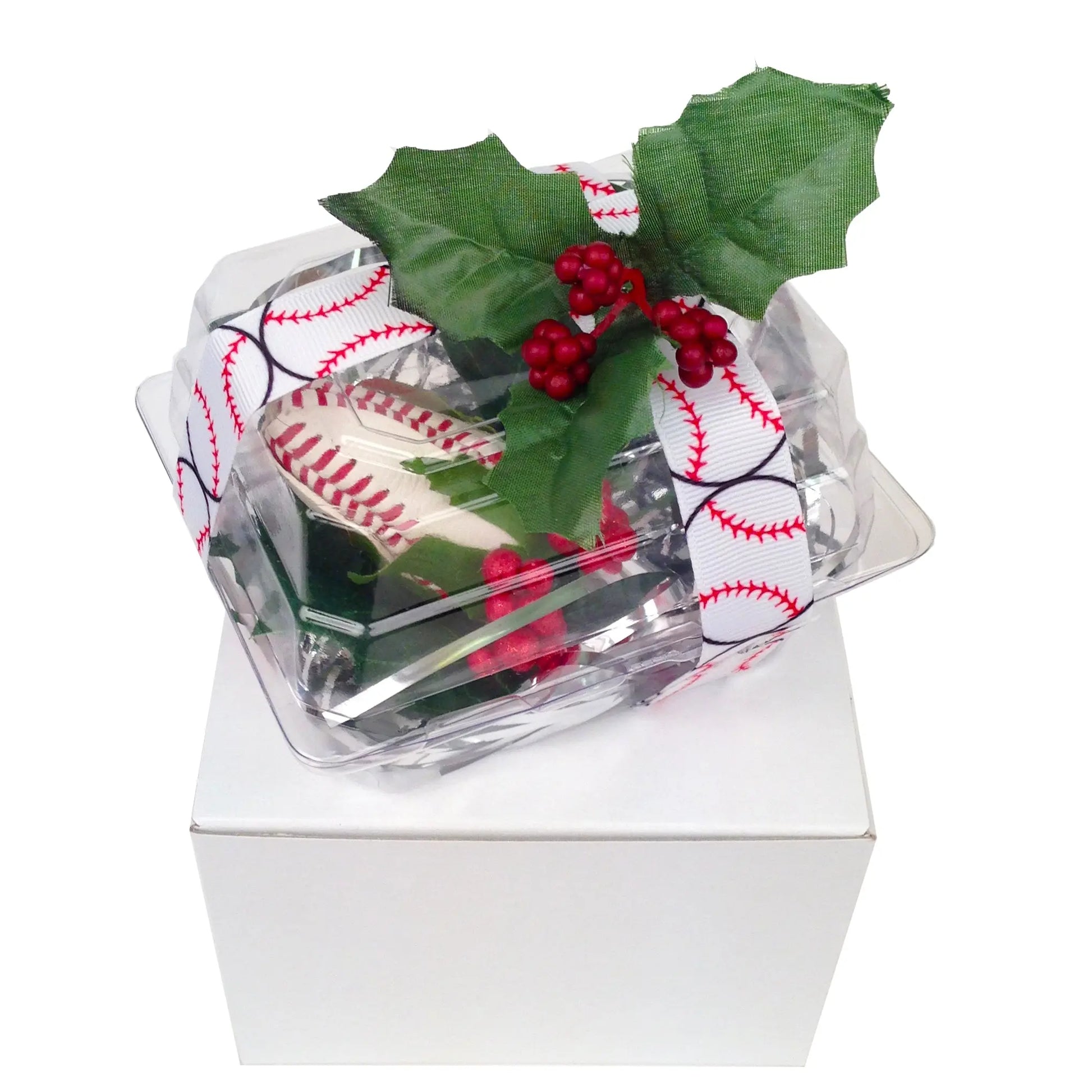 Baseball Rose Christmas Ornament with Gift Box Sports Roses  