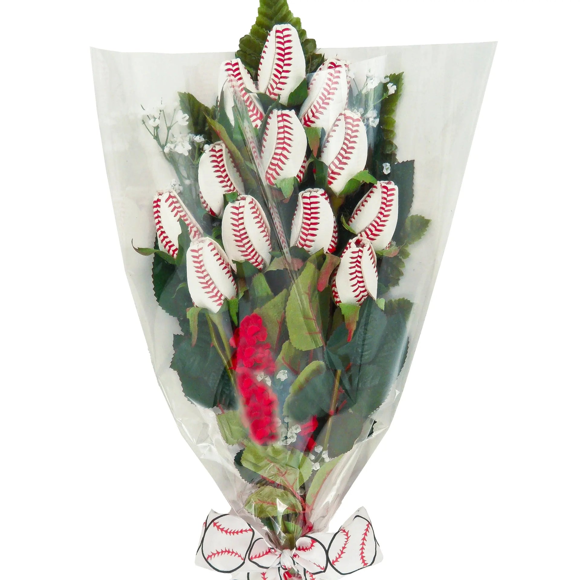 Baseball Rose Cellophane Gift Arrangement - Premium Baseball