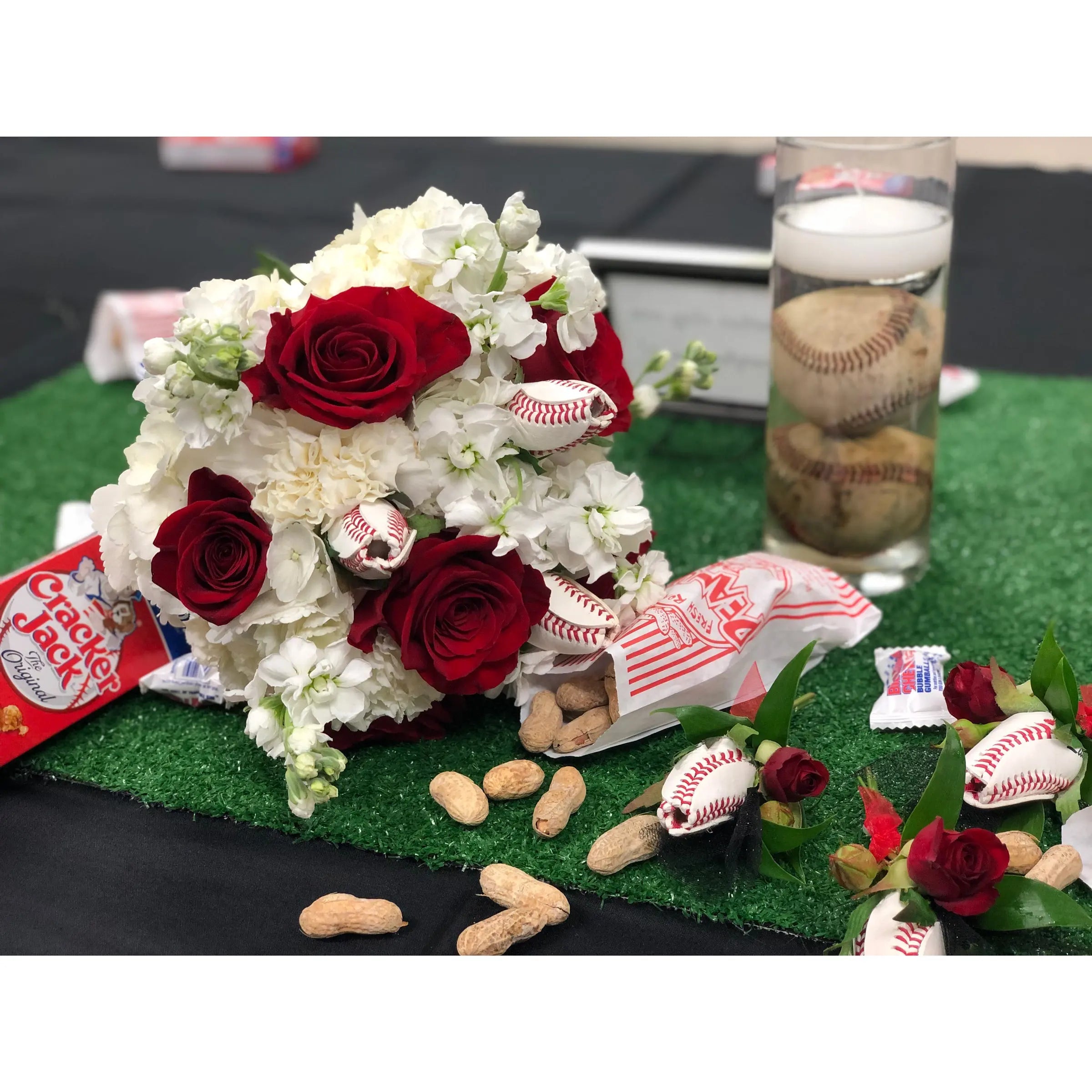 Baseball Rose Bouquet (12 Roses) with Premium Baseball Leather Petals ...