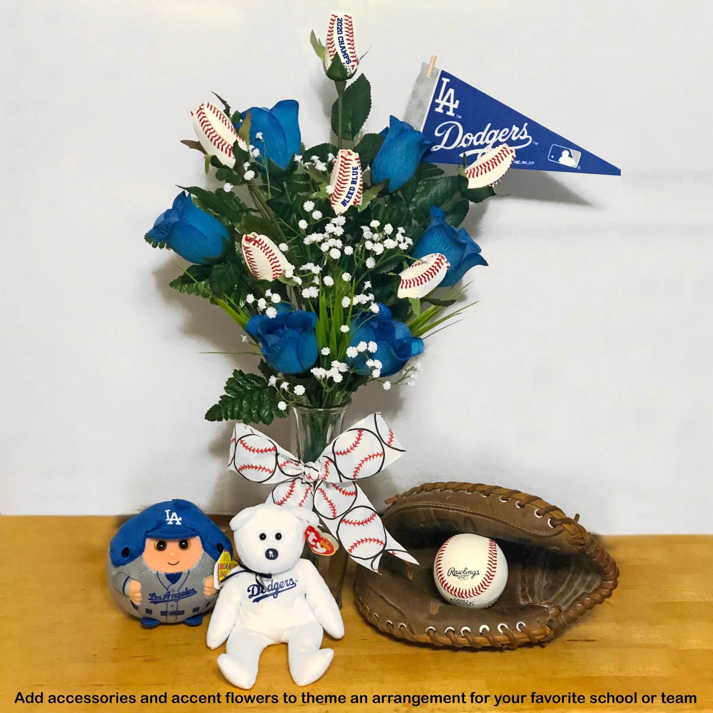 Baseball Rose Vase Arrangement - Baseball gifts for home or office ...