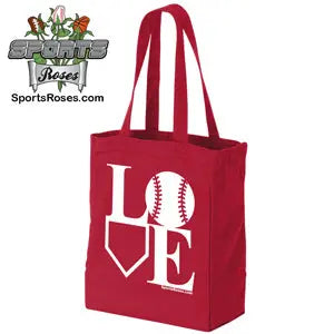 Baseball Softball LOVE Canvas Tote Bag