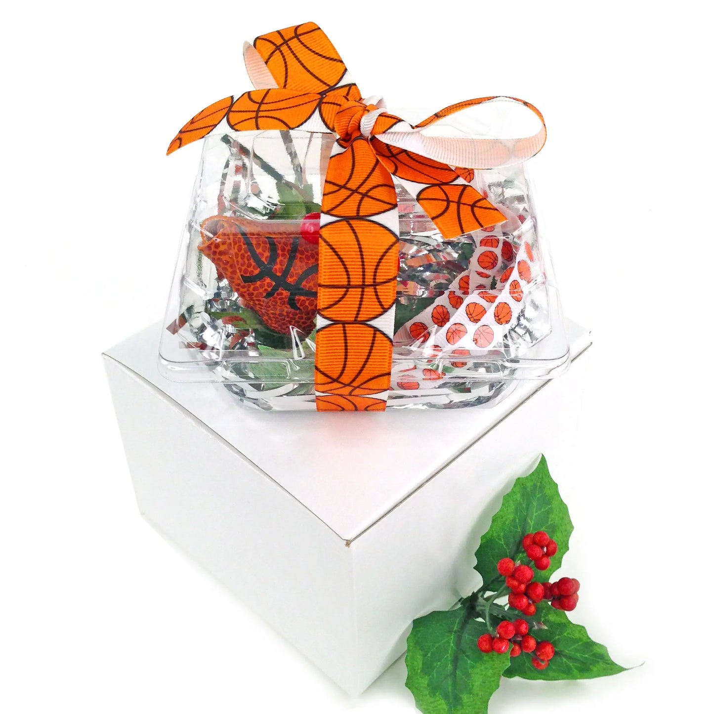 Basketball Rose Christmas Ornament with Gift Box Sports Roses  