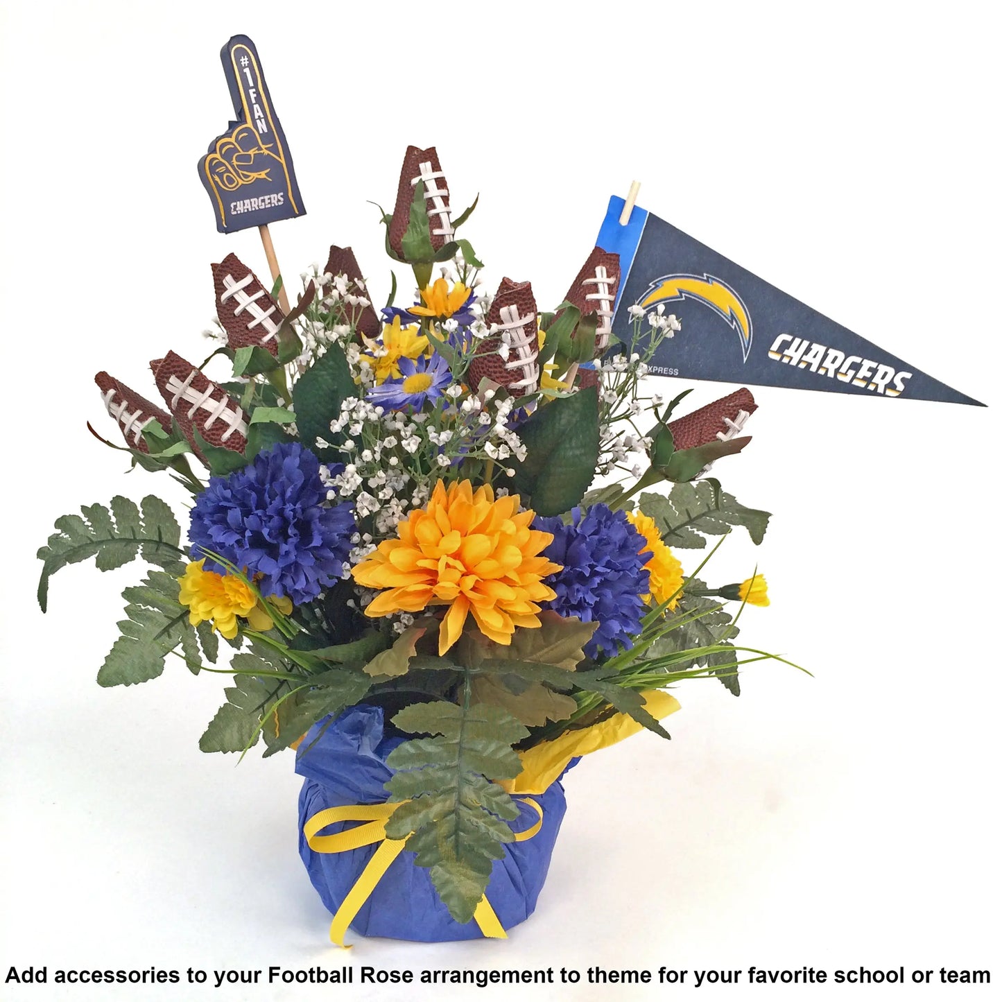 Football Rose Centerpiece Arrangement - Customize Color Theme for School or Team Sports Roses  