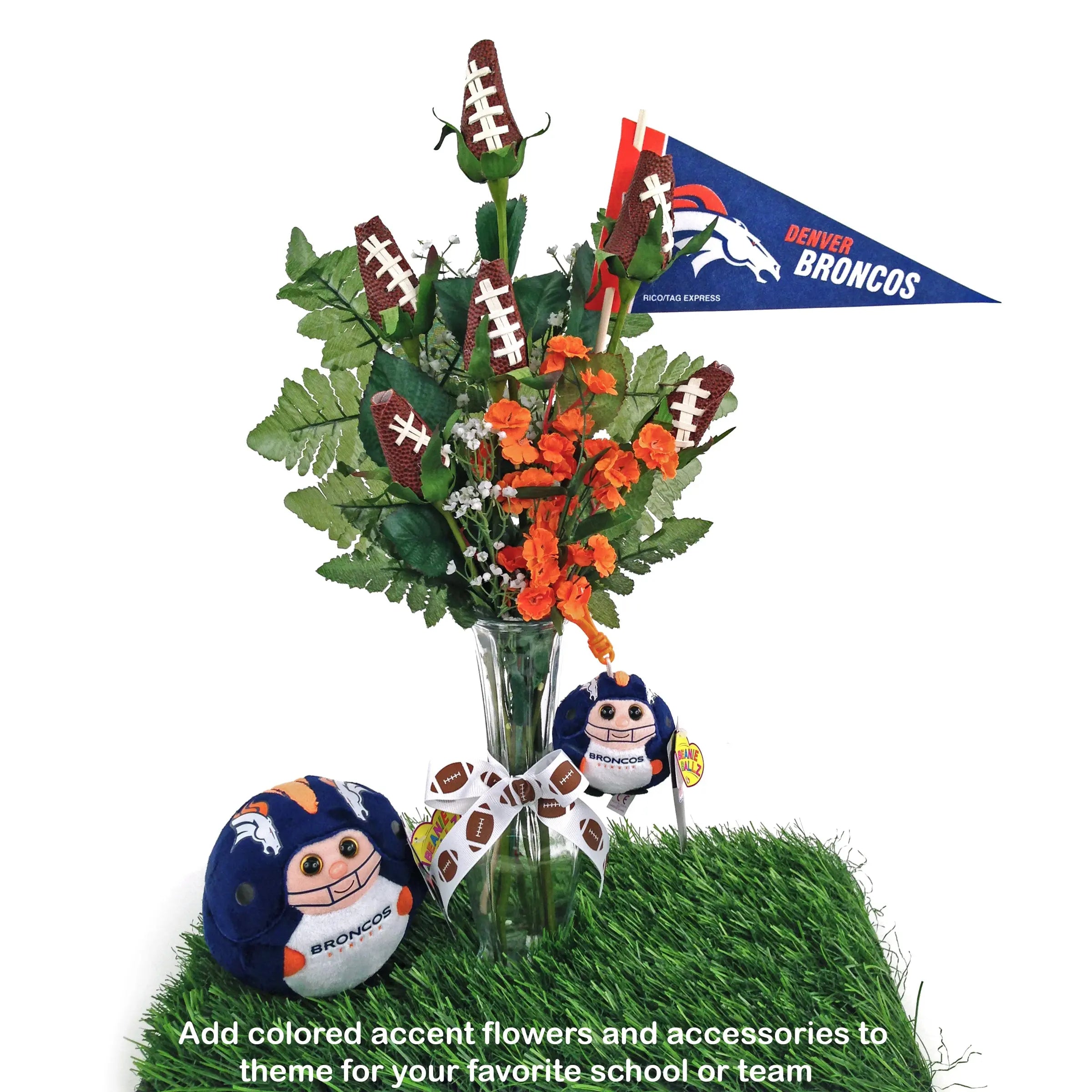Football Related Roses Football Rose Vase Arrangement - Great football gift for home or office ...