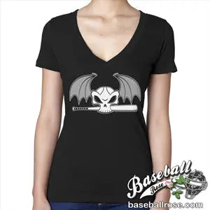 Skull and Bat Women's V-Neck Shirt