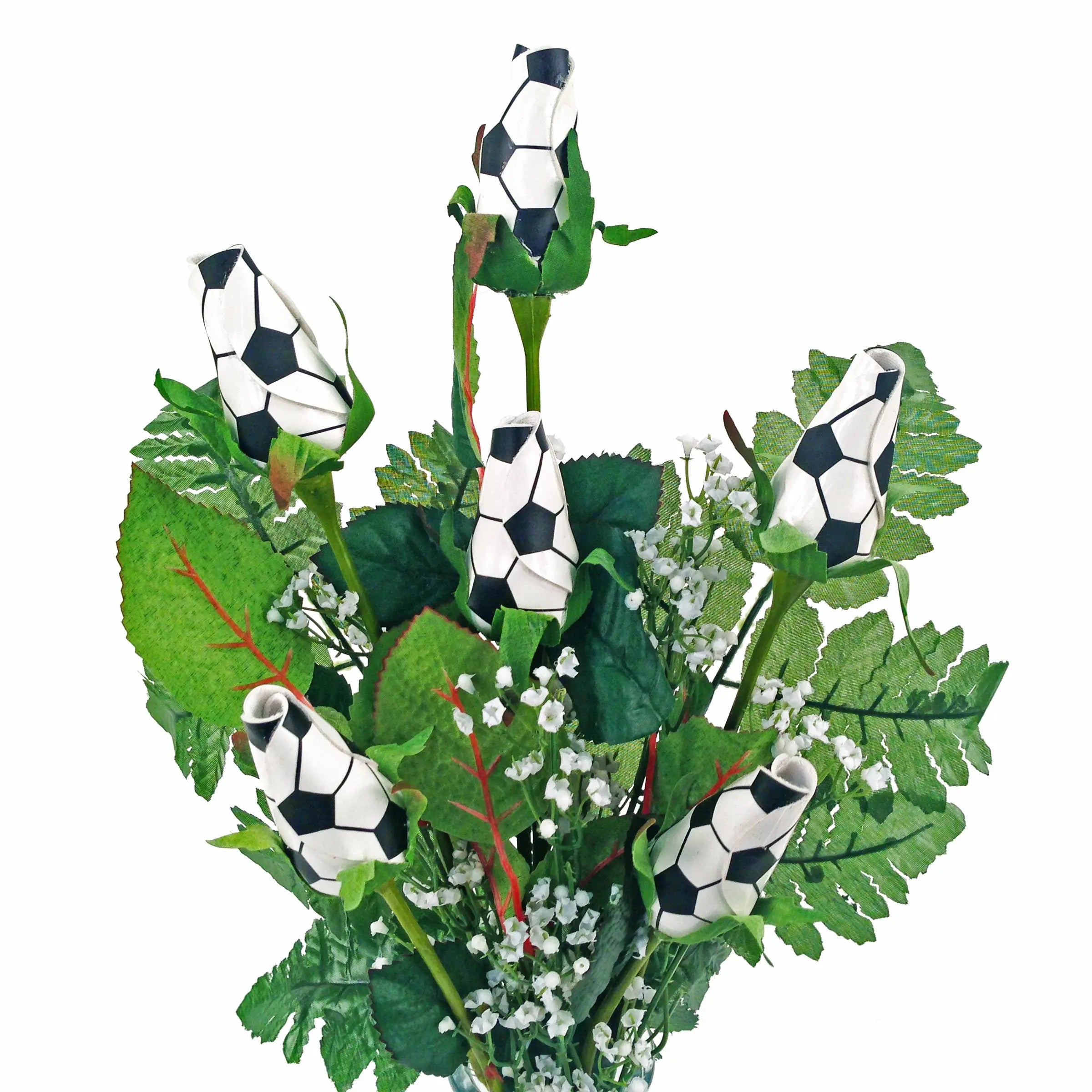 Soccer Roses Soccer Rose Vase Arrangement - Everlastings Blooms From Soccer Balls ...