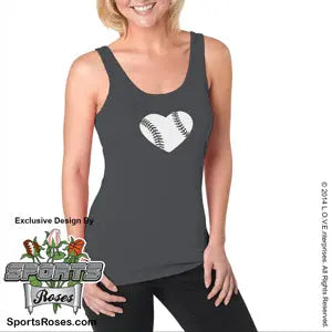 Softball Heart Ladies Jersey Tank Shirt