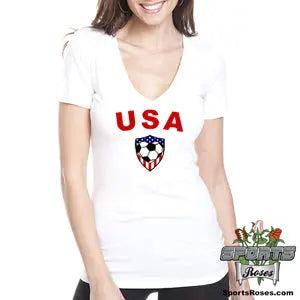 USA Soccer Heart Women's V-Neck Shirt