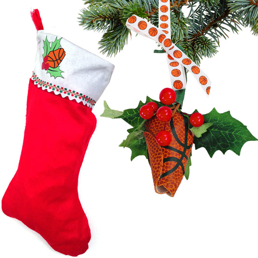 Basketball Rose Christmas Ornament and Stocking Gift Set - Free with $50 Purchase